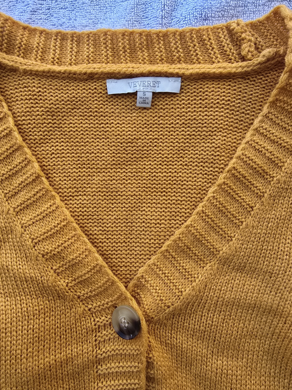 Mustard Floral V-Neck Button Cardigan Sweater - Picture 3 of 4